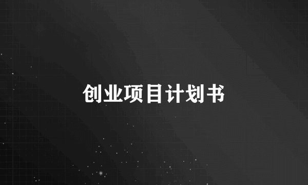 创业项目计划书