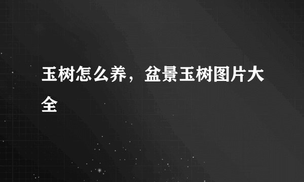 玉树怎么养，盆景玉树图片大全