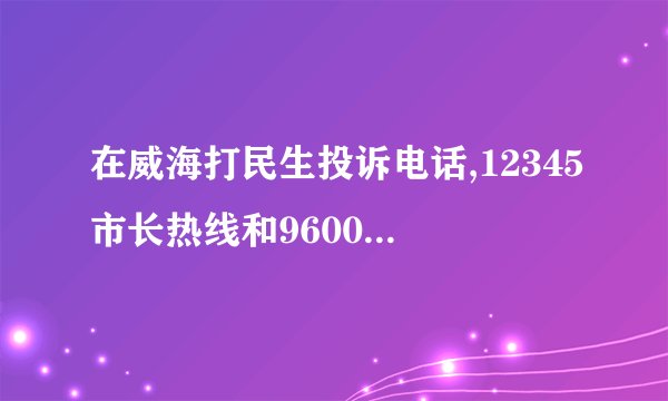 在威海打民生投诉电话,12345市长热线和9600110哪个更管用