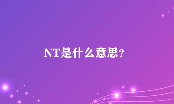 NT是什么意思？
