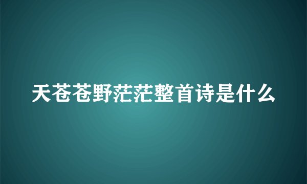 天苍苍野茫茫整首诗是什么