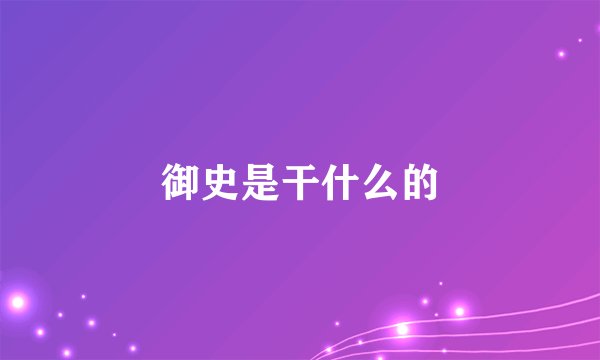 御史是干什么的