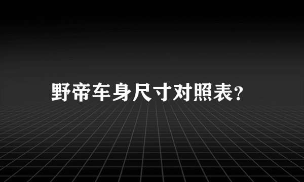 野帝车身尺寸对照表？