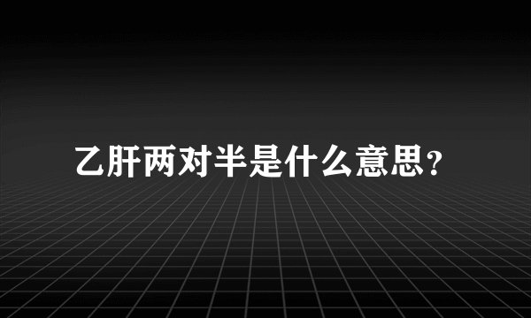 乙肝两对半是什么意思？