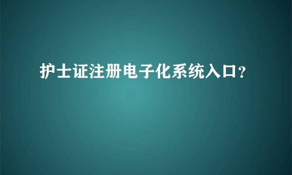 护士证注册电子化系统入口？