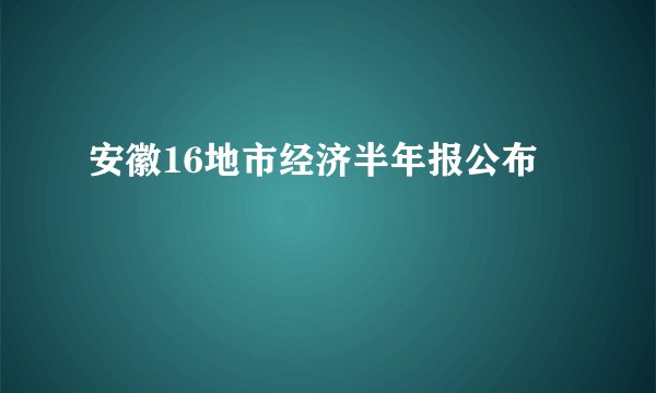 安徽16地市经济半年报公布