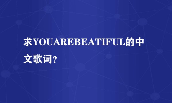 求YOUAREBEATIFUL的中文歌词？