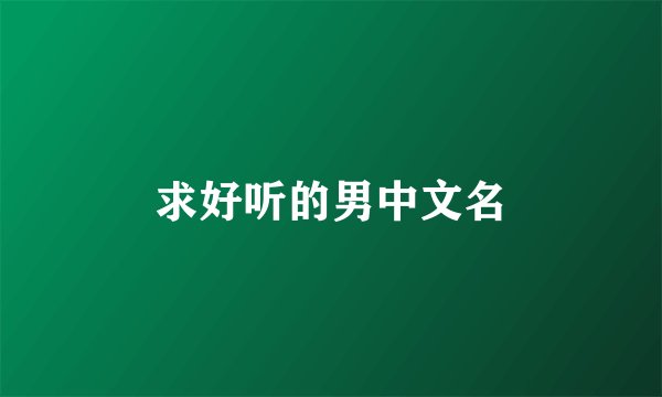 求好听的男中文名