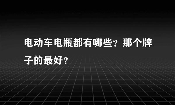 电动车电瓶都有哪些？那个牌子的最好？