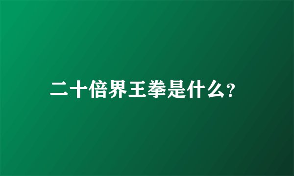 二十倍界王拳是什么？