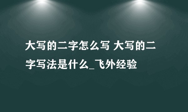 大写的二字怎么写 大写的二字写法是什么_飞外经验