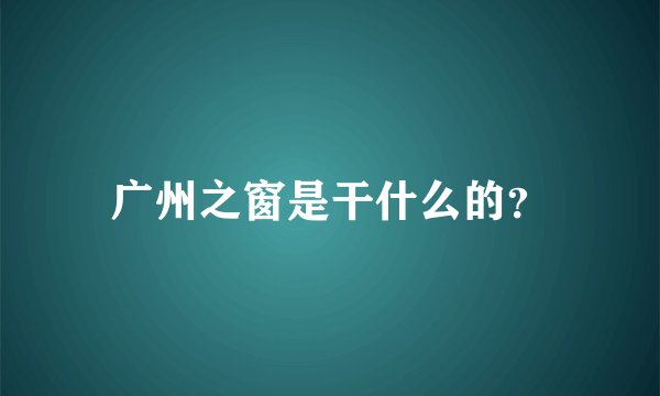广州之窗是干什么的？