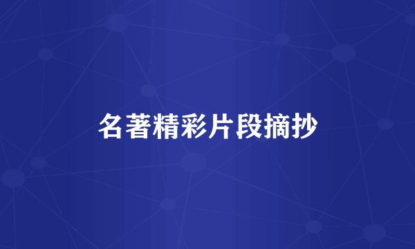 名著精彩片段摘抄
