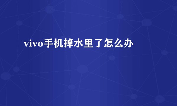 vivo手机掉水里了怎么办