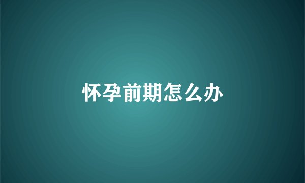怀孕前期怎么办