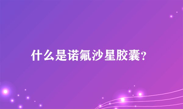 什么是诺氟沙星胶囊？