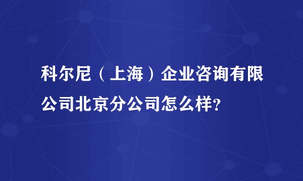科尔尼（上海）企业咨询有限公司北京分公司怎么样？