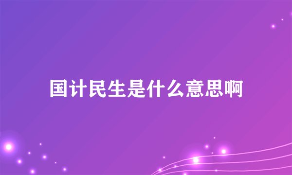 国计民生是什么意思啊