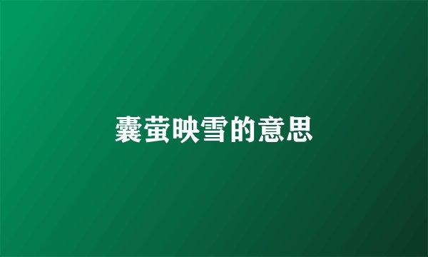 囊萤映雪的意思