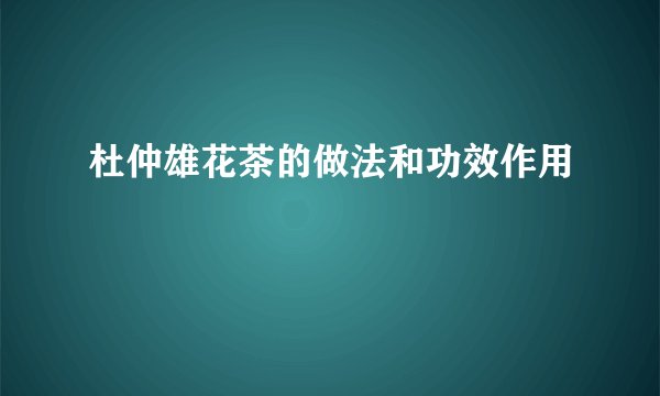杜仲雄花茶的做法和功效作用