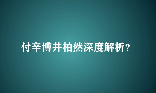 付辛博井柏然深度解析？