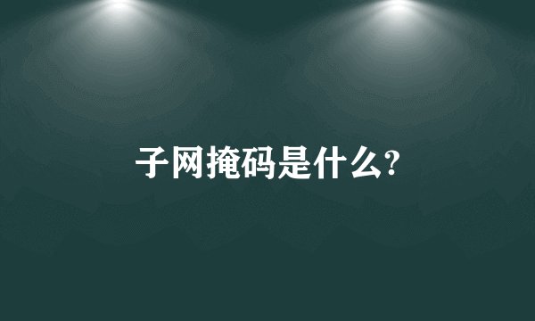 子网掩码是什么?