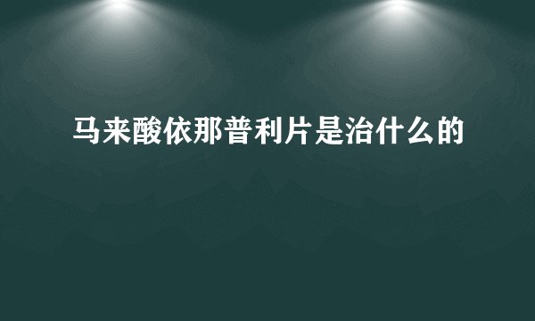 马来酸依那普利片是治什么的