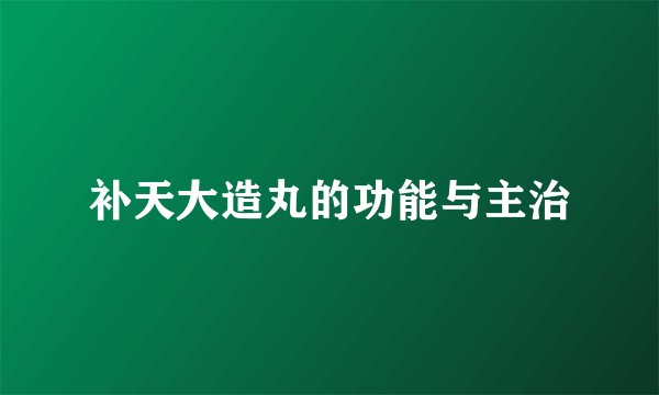 补天大造丸的功能与主治