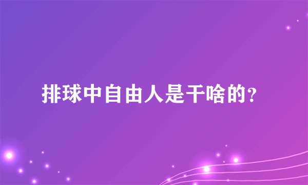 排球中自由人是干啥的？