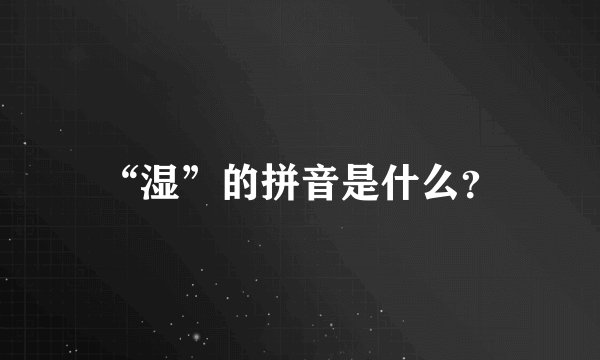 “湿”的拼音是什么？