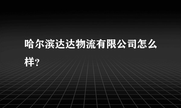哈尔滨达达物流有限公司怎么样?