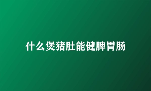 什么煲猪肚能健脾胃肠