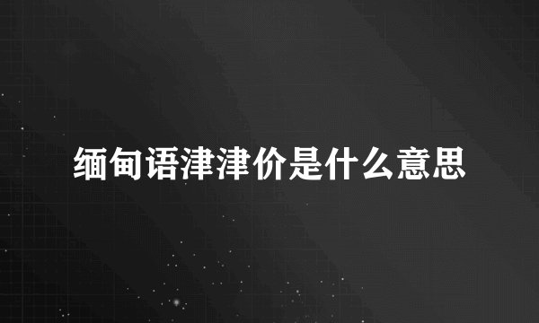缅甸语津津价是什么意思