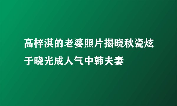 高梓淇的老婆照片揭晓秋瓷炫于晓光成人气中韩夫妻