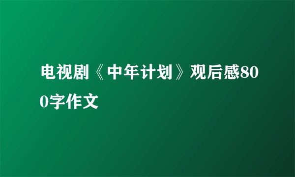 电视剧《中年计划》观后感800字作文