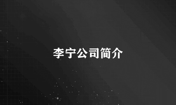 李宁公司简介
