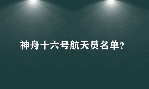 神舟十六号航天员名单？