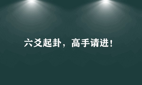 六爻起卦，高手请进！