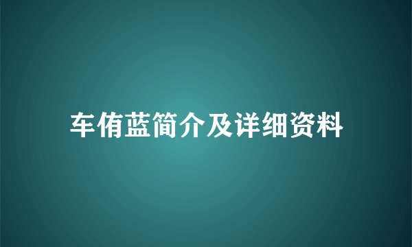 车侑蓝简介及详细资料
