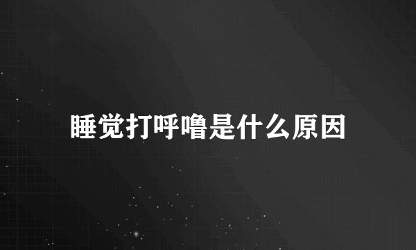 睡觉打呼噜是什么原因