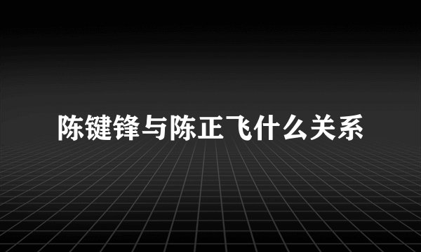 陈键锋与陈正飞什么关系