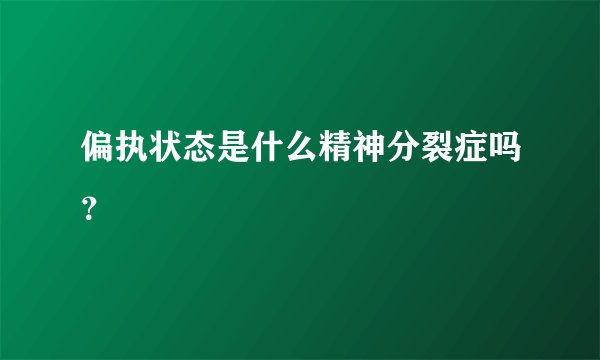 偏执状态是什么精神分裂症吗？