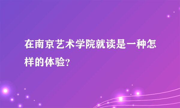 在南京艺术学院就读是一种怎样的体验？
