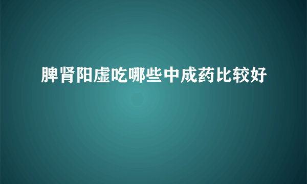 脾肾阳虚吃哪些中成药比较好