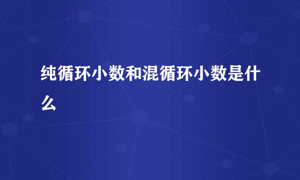 纯循环小数和混循环小数是什么