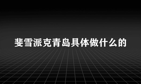 斐雪派克青岛具体做什么的
