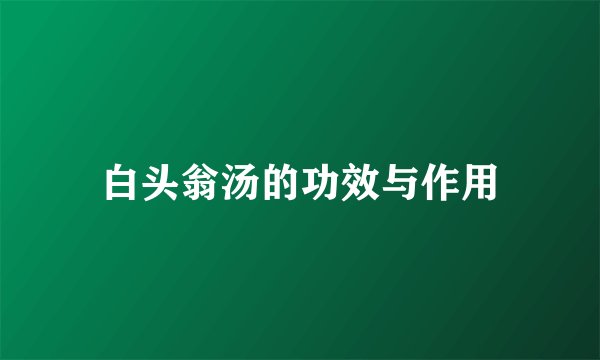 白头翁汤的功效与作用