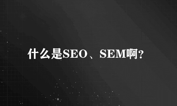 什么是SEO、SEM啊？