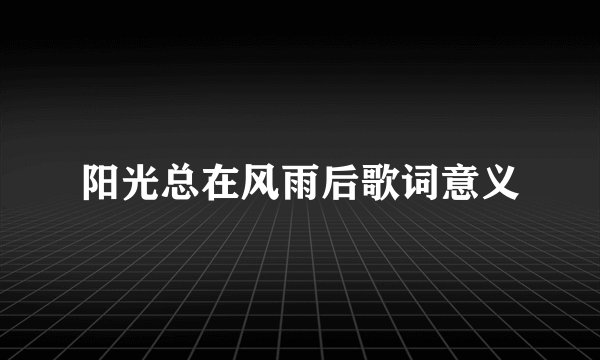 阳光总在风雨后歌词意义