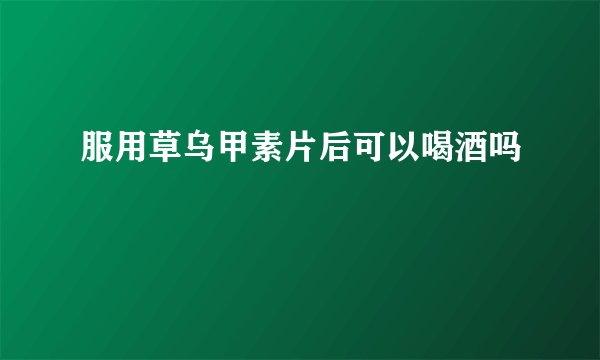 服用草乌甲素片后可以喝酒吗